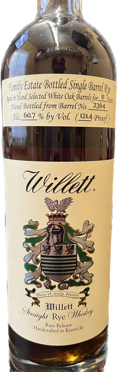 Willett Family Estate Single Barrel 11 Year Rye bottle